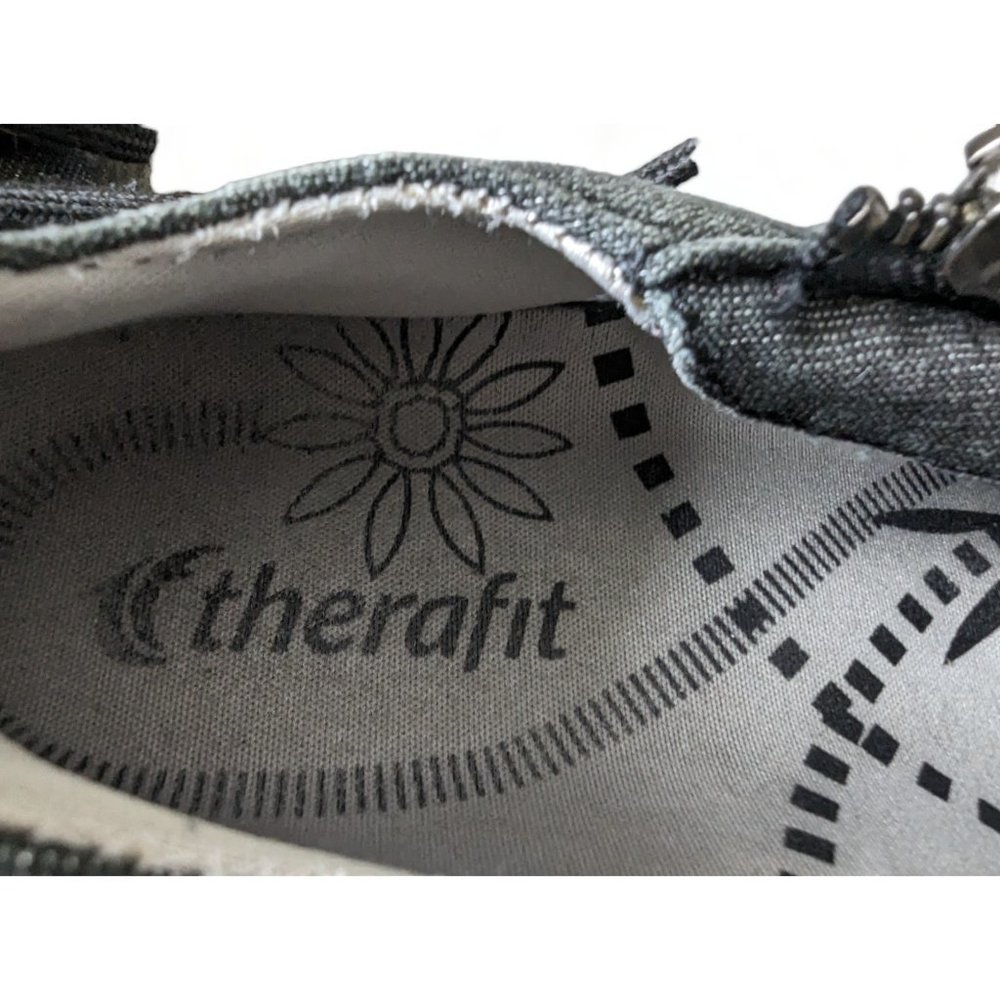 Therafit Sienna Black Shimmer Comfort Arch Support Zip Lace Up Shoe Size US 7 - Picture 7 of 14